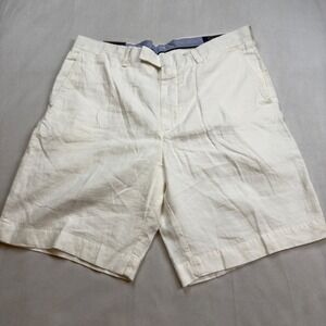 Polo Ralph Lauren Classic Fit 9 Inch Inseam 100% Linen Shorts Mens 36 Ivory NWT